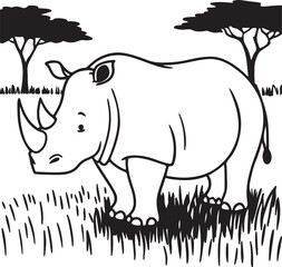 rhinoceros silhouette vector art