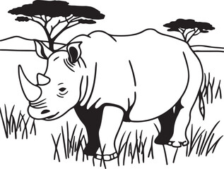 rhinoceros silhouette vector art