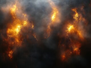 Naklejka premium Fiery explosion with smoke and fire.