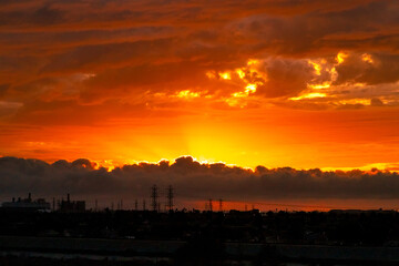 sunset, fire in the sky