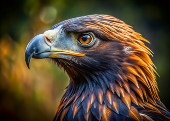 Obraz premium Majestic Wedge-Tailed Eagle Portrait: Powerful Bird of Prey with Intense Gaze