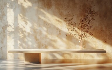 Empty table in a stylish abstract room