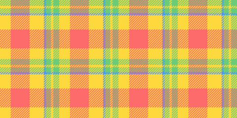 Vibrant pastel plaid pattern in yellow, coral, green, and blue.  Perfect for textile design, fashion, websites, or packaging.  Creates a cheerful and modern aesthetic. Ideal for spring projects.