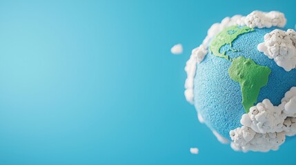 A 3D globe tilted on its axis, emphasizing the Arctic region and the impact of climate change on polar ice caps.