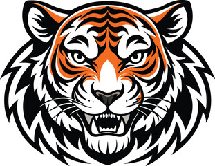 tiger head vector illustration on whit background