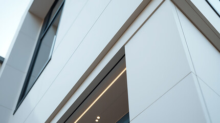 Obraz premium Modern Building Exterior with Paneled Siding and Window