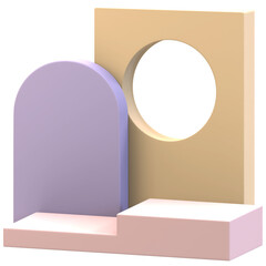 Fototapeta premium Short Stair Podium With Two Backdrops