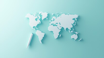 A minimalist world map with a single color highlighting a specific continent or region, drawing attention to a particular area of interest.