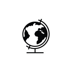 Black and white earth globe icon vector art illustration.