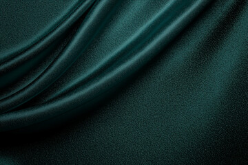 Fototapeta premium Dark Teal Green Satin Fabric Texture Background with Smooth and Shiny Folds, Abstract Backdrop Featuring Delicate Satin Material, Luxurious and Elegant Look. Generative Ai