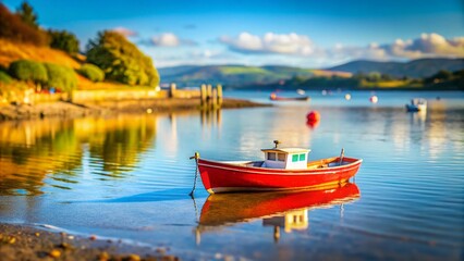 Miniature Boat at Red Wharf Bay, Anglesey, Wales - Tilt-Shift Photography