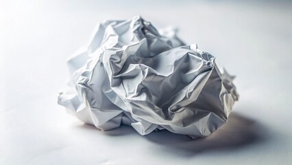 Miniature Crumpled Paper on White Background - Tilt-Shift Photography Stock Photo