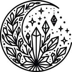 Magic Crystals SVG | Crystal Moon Flowers SVG | Crystal Cut File | Crystal Flowers SVG File | Crystal Floral svg | Floral Cut File | svg