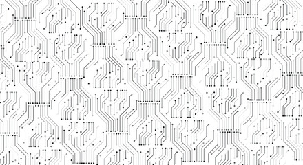 Black circuit diagram on white background. Vector illustration