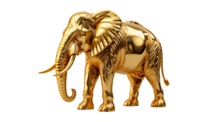 Golden Elephant Statuette: Intricate Design, Regal Elegance