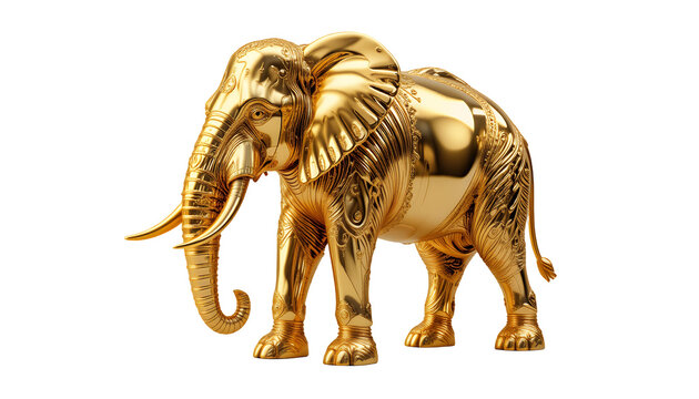 Golden Elephant Statuette: Intricate Design, Regal Elegance - Powered by Adobe