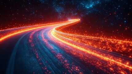 Virtual reality racing track with light trail effects