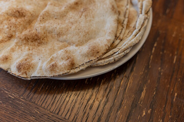 Stack of Arabic Pita Flat Bread Ready to Eat