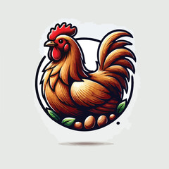 logo, circle chicken, 3d, vector, illustration