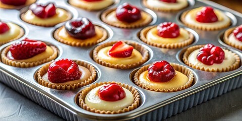 Mini Cheesecakes in Muffin Tin Ready for Baking - Delicious Dessert Recipe