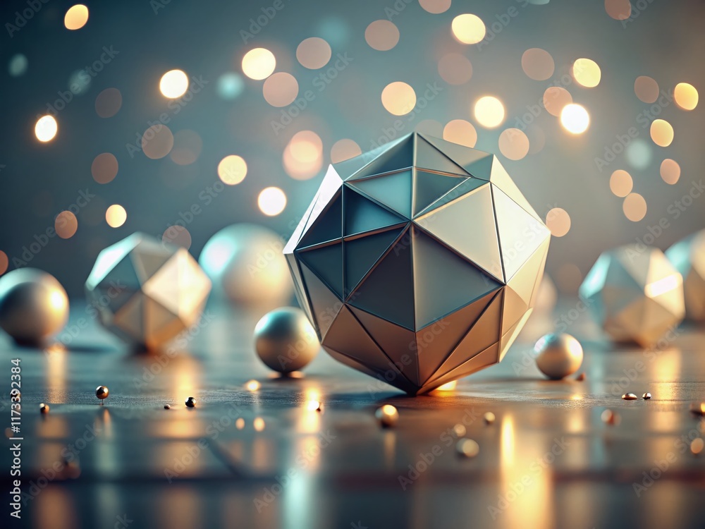 Sticker minimalist abstract 3d render: geometric shapes and soft hues