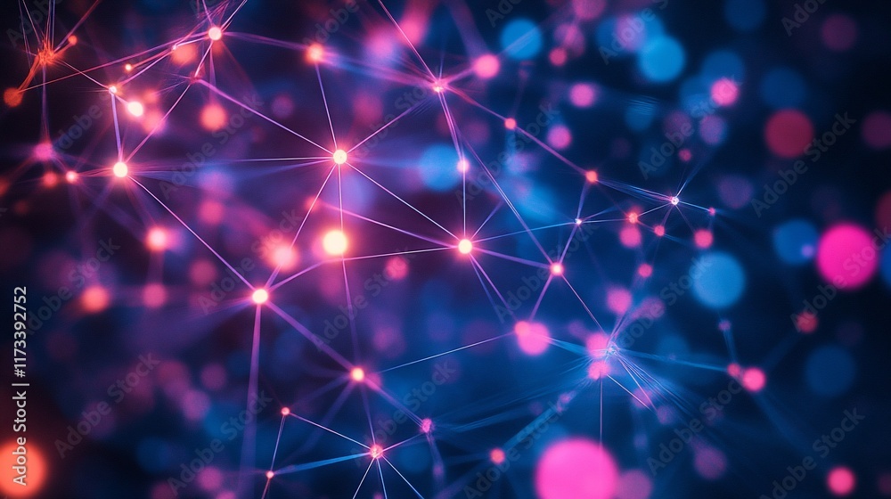Poster Abstract network connection with glowing nodes and lines. (1)