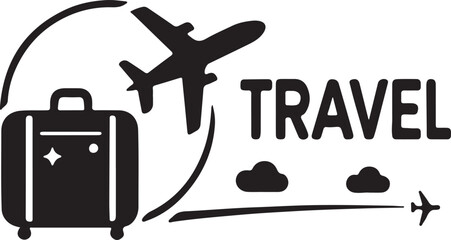 Travel and tour silhouette icon and logo vector art and illustration symbol design.