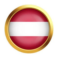Gold token with the flag of Austria. Vector. Symbol of national pride and cultural heritage. Close-up. Design for print, souvenirs, gifts, important events and holidays, web design.