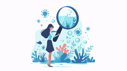 Modern Water Filtering Landing Page Template with Tiny Female Character