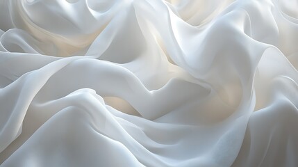 Fototapeta premium Elegant white fabric drapes softly. Background light. Design texture.