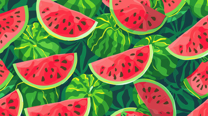 Vibrant Watermelon Seamless Pattern Background Vector Illustration