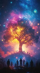 Spiritual abstractions of family constellations and ancestral ties. AI generated