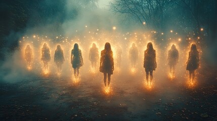 Spiritual abstractions of family constellations and ancestral ties. AI generated