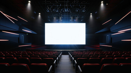 empty stage with spotlight and empty billboard