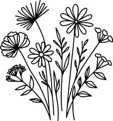 Wildflowers svg, Floral svg, Wild flower svg, flower sketch svg, cricut and silhouette, Instant Download