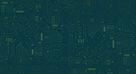Dark green Circuit technology background with hi-tech digital data connection system and computer electronic design