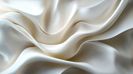 Fototapeta premium Elegant cream silk fabric waves, soft texture, luxurious background.