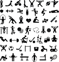 Gym and fitness icon set