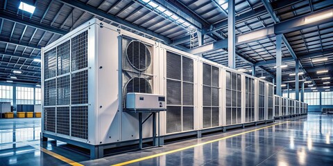 Fototapeta premium Minimalist Industrial HVAC: Warehouse Air Conditioning System