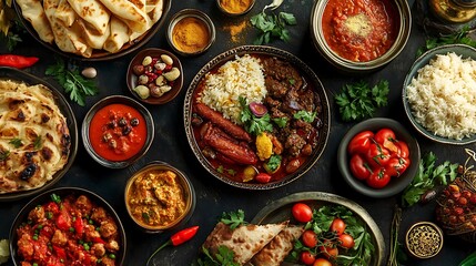 Traditional dishes from around the world, featuring cultural immersion and authentic recipes, presented in a visually appealing manner