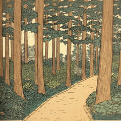 A forest with many tree