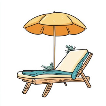 beach chair under yellow umbrella clip art preview