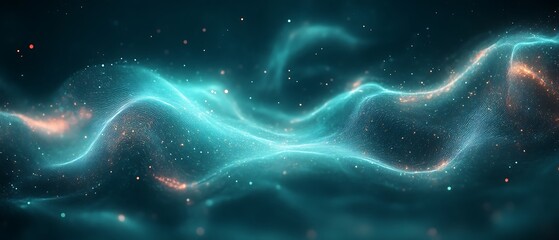 Fototapeta premium Teal and orange glowing energy wave.