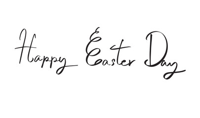 Happy easter day text font calligraphy hand written black color bunny ear rabbit spring time season april month celebration religion holiday colorful object copy space  greeting food gift animal fun 