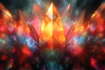 Fiery orange crystal cluster with dramatic lighting.