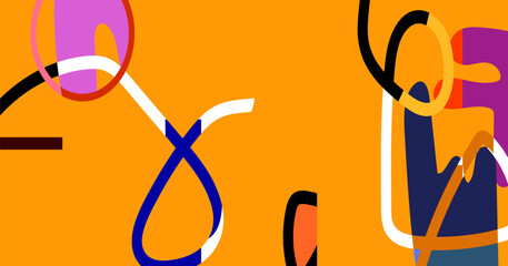 Aesthetic abstract boho background vector illustration. Dynamic colored shapes, lines and scribbles for banner, web, wallpaper and prints.