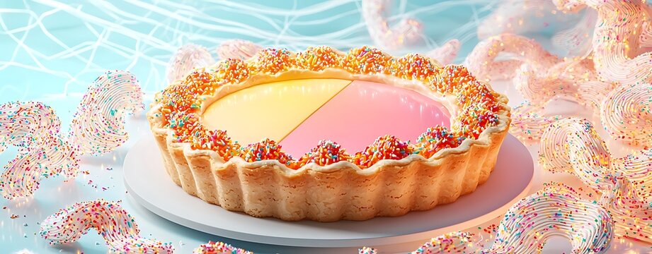 Delightful National Pie Day Celebration in the USA Featuring a Glowing Pastel Pie Chart Surrounded by Colorful Sprinkles and Soft Textures - Powered by Adobe