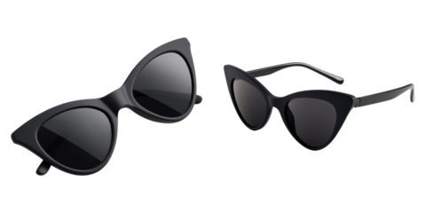 Stylish black cat eye sunglasses with matte frames and tinted lenses