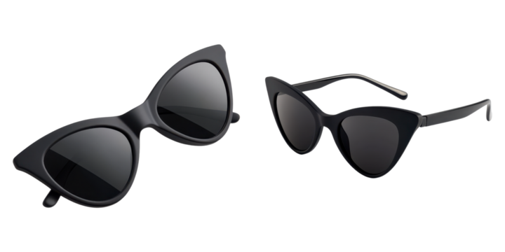 Stylish black cat eye sunglasses with matte frames and tinted lenses