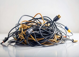 Minimalist Tangled TV Cables Background - Abstract Tech Image